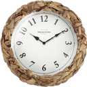 Presentime & Co Farmhouse Series, Rustic Woven Clock, 10.5 inch, Natural Woven Water Hyacinth/Sea Grass. Wall Sculpture, Wall Art and Timepiece for Home Decoration/Decoration/Farmhouse Dcor.