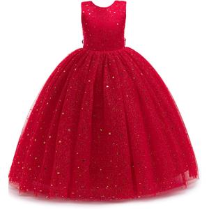 Flower Girls Tulle Dress Bridesmaid Sparkle Wedding Pageant Dresses Princess Birthday Party, Size 150, 6/7 yrs old