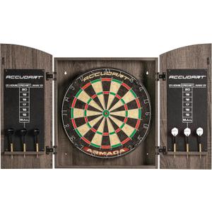Accudart Armada Bristle Dartboard Cabinet Set - Official Size 18" x 1.5" - Self Healing Genuine Sisal - Wall Mount Cabinet Set - Round Spider Wires Reduce Bounce Outs - Rotatable Metal Number Ring