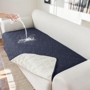 Genina 100% Waterproof Couch Cover for 3 Cushion Couch Sofa Cover for Dogs, Anti-Slip Sofa Covers Washable Couch Covers for Sectional Sofa L Shape Furniture Protector, 1 Piece (Navy Blue, Sofa)