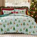 Bedsure Christmas Comforter Set Queen - Christmas Bed Set with Festival Reindeer Pattern, Soft Bedding for Holiday, 3 Pieces, 1 Reversible Reindeer Pattern Printed Comforter and 2 Pillow Shams