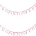 YKW 2 Pack Pink Ribbon Banner (8ft Each) - Party Decoration Garland for Bachelorette, Girls Night, Bridal Shower, Baby Shower, Birthday Celebration, Coquette Room Decor (Pink-Diagonal Cut)