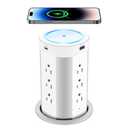 HEZI 4-inch Pop Up Countertop Outlet with 15W Wireless Charger,Max 45W Power Delivery,2 USB-A & 2 USB-C & 12AC Outlets Tamper Resistant 15A, Island Pop Out for Home Office Kitchen
