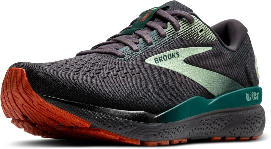 Brooks Mens Ghost 16 Neutral Running Shoe (10.5, Blackened Pearl/June Bug/Green)