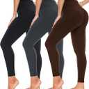 3 Pack High Waisted Leggings for Women- Full Length Capri Black Buttery Soft Tummy Control Yoga Pants for Workout Athletic