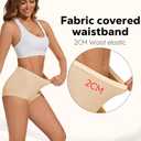 ALLBASE 5 Pack Womens Cotton High Waisted Full Coverage Underwear(Regular & Plus Size) (Beige, M)