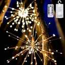 Hanging Starburst Light, 200 LED String Light Bouquet Shape Firework Battery Operated with Remote Control for Christmas, Birthday, Bedroom, Corridor Patio, Garden, Wedding, Parties