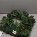 26" Norfolk Pine Wreath, Large Greenery Wreath for Front Door, Green Year Round Real Touch Artificial Greenery Wreath for Wall Porch Rustic Farmhouse Home Decor, with Lights, Red Bow, FF10