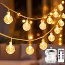 Metaku Globe String Lights Fairy Battery Operated 26 Ft 60LED with Remote Waterproof Indoor Outdoor Hanging Decorative Christmas for Home Party Patio Garden Wedding