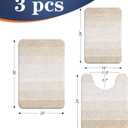 OLANLY Bathroom Rugs Sets 3 Piece, Soft Absorbent Microfiber Bath Mats and U-Shaped Contour Toilet Rug, Plush Shaggy Bath Mat Set for Bathroom (30"x20"+24"x16"+24"x20", Light Beige)