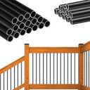 25 Pack Deck Balusters 36" x 3/4" Round Staircase Baluster, Diameter 3/4" Metal Deck Spindle and Stairs Railing,Hollow Round Black Deck Balusters for Deck Railing Porch
