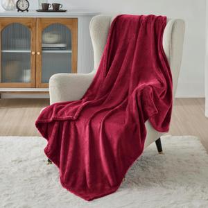 Bedsure Fleece Throw XL Blanket Red - 300GSM Soft Lightweight Plush Cozy Blankets for Bed, Sofa, Couch, Travel, Camping, 50x70 inches (Throw XL (50" x 70"))