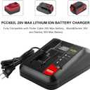 Quick Charger [for Porter-Cable 20V MAX] & [for Black+Decker 20V MAX] Lithium Battery PCC680L PCC681L PCC682L PCC685LP PCC699L and Battery LBXR20 LBXR2020 LBX4020