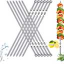 Large Metal Skewers For Grilling,Shish Kebab Skewer 23.6" Skewers For Kabobs Flat Barbecue Skewer Stainless Steel BBQ Grill Stick for Meat, Chicken, Shrimp, Fruit, Vegetables