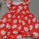 Carkno Little Girls Costume Dress with 4inch Hawaiian Red Flower Hair Clip Toddler Red Leaf Dress Halloween Cosplay Outfit