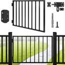 Outdoor Deck Fence Gate Kit, 32''H x 48''W Heavy Duty Steel Gate Anti-Rust Fence Door with Self-Closing Hinges and Latch for Railings, Patios, Gardens, Decks