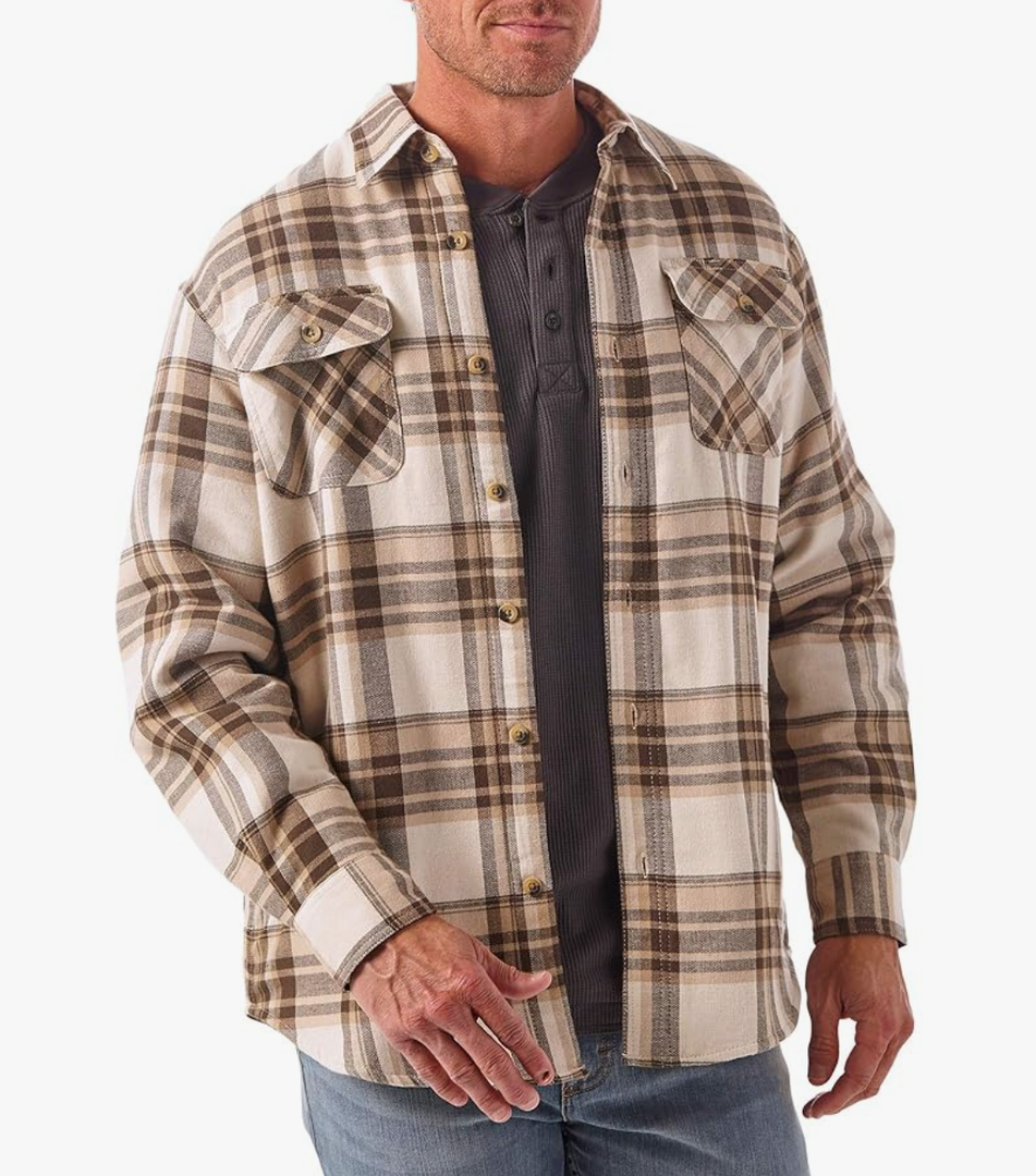 Wrangler Authentics Men's Long Sleeve Sherpa Lined Shirt Jacket