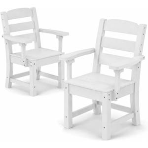 DWVO Patio Dining Chairs Set of 2, All-Weather HDPE Resin Outdoor Chairs, 2 Piece-armchair