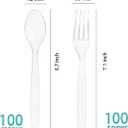 MOACOCK 200 Count Plastic Silverware, Heavy Weight Plastic Forks Spoons Disposable Utensils Cutlery Set for Wedding Party Supplies Everyday Use