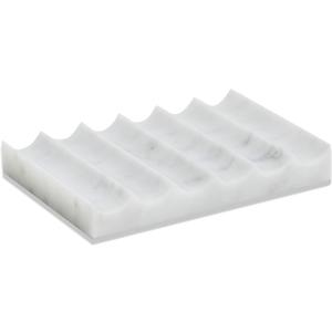 Luxurious Marble Soap Dish Jewelry Ring Tray - Rectangle Stone Soap Tray & Saver for Shower  Self Draining Soap Holder for Bathroom, Kitchen,Carrara White