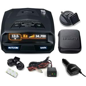 Bundle of Uniden R4w Extreme Long Range Laser/Radar Detector + Uniden Smart Hardwire Kit RDA-HDWKT with Mute Button and LED Alert.