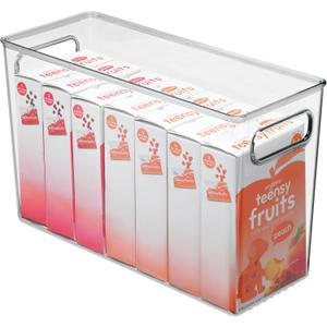 iDesign Plastic Stackable Kitchen Organizer Bin with Easy to Grip Integrated Handles for Kitchen, Fridge, Freezer, Pantry and Cabinet Organization, The Linus Collection  12" x 5" x 7.75", Clear