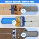 Microfiber Mops for Floor Cleaning - Dust Mop for Hardwood Floors with 55 Adjustable Handle 3 Thickened Washable Pads - Wet Dry Mopping for Pet Hairs Walls Tile Wood Laminate Home Kitchen