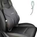 GOLDORANGE Adjustable Lumbar Support Pillow for Car with Air Pump, Ergonomic Memory Foam Back Cushion with Straps for Back Pain Relief and Posture Improved Lumbar Cushion for Vehicles Office Chair