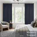 Navy Blue Pinch Pleated 100% Blackout Linen Curtains for Bedroom 84 Inch Length Room Darkening with Liner Window Curtains 84 Inches Long for Living Room Black Out Pleat Drapes Back Tab 50 Inch Wide