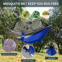 Camping Hammock with Net,Portable Lightweight Double Hammocks with Tree Straps and Solid D-Shape Carabiners,Parachute Nylon Hammock for Backpacking Beach Backyard Patio Hiking Blue&Grey