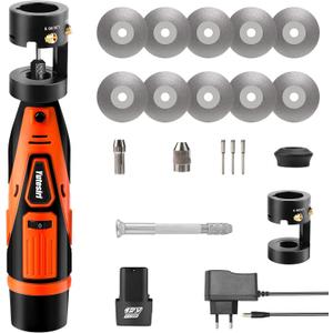 12V Tungsten Electrode Sharpener Grinder,4 Sizes 4 Angles Tungsten Electrode Grinder Head,Cordless Tungsten Grinder for tig welding with Flat Grinding Block, Cut-Off Slot, Multi-Angle & Offsets