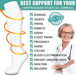 ZCLIKE Medical Compression Filght socks closed toe 20-30mmHg,Unisex, Superior Support for Varicose Veins, Edema, DVT.Nurses, Marathon Runners, Prolonged Standing, Sedentary & Active Lifestyles L