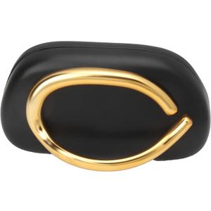 Acrylic Clutch Purse for Women Evening Handbag Formal Crossbody Elegant Chain Shoulder Party Oval Accent Vintage Handle (Black)