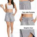 Womens Casual Sweat Shorts Curvy Hem Summer Cotton Lounge Shorts Drawstring Jersey Athletic Workout Shorts with Pockets (Gray, XL)
