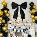 GUDELAK 43 x 24 Inches Satin Large Black Bows for Graduation Decorations 2026, Giant Black Bow for 30th 40th 50th 60th 70th Birthday Decorations, Big Bow with Felt for Wedding Bridal Shower