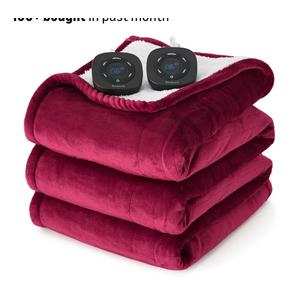 Bedsure Electric Blanket Queen Size - Dual Control Heated Blanket Queen, Fast Heating with 10 Time Settings & 10 Heat Settings, Warm Gift for Grandma (84x90 inches, Burgundy