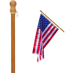 55" Solid Pine Wooden House Flagpole - Fit Standard 3x5 Ft Flag - Wood Flag Pole with Tangle Free Adjustable Rotating Ring - Wall Mount Wood Flag Pole for Garden, Yard, Porch and Estate