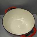 Amazon Basics Enameled Cast Iron Dutch Oven Pot with Lid, Round, Dual Handles, Heavy-Duty, Oven Safe for Stews, Roasting, Baking, 6-Quart, Red