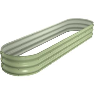 Winpull Raised Garden Bed Kit, 8x2x1 ft Galvanized Planter Box Outdoor, Oval Large Metal Raised Beds for Gardening Vegetables Flower Herb (Avocado Green)
