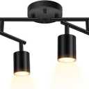 BoostArea 6 Light Track Lighting Kit, Black 6 Way Ceiling Spot Lighting, Center Swivel Track Light Heads, Flexibly Rotatable Light Head for Kitchen, Living Room, Bedroom, GU10 Bulb Not Included