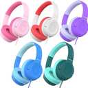 iClever Upgraded Kids Headphones for School Bulk 5Pack, Foldable & Swivel Design, 85dBA Safe Volume, Tangle-Free Cord, HD Stereo, 3.5mm Jack for Students/Classroom/Tablets/Laptops