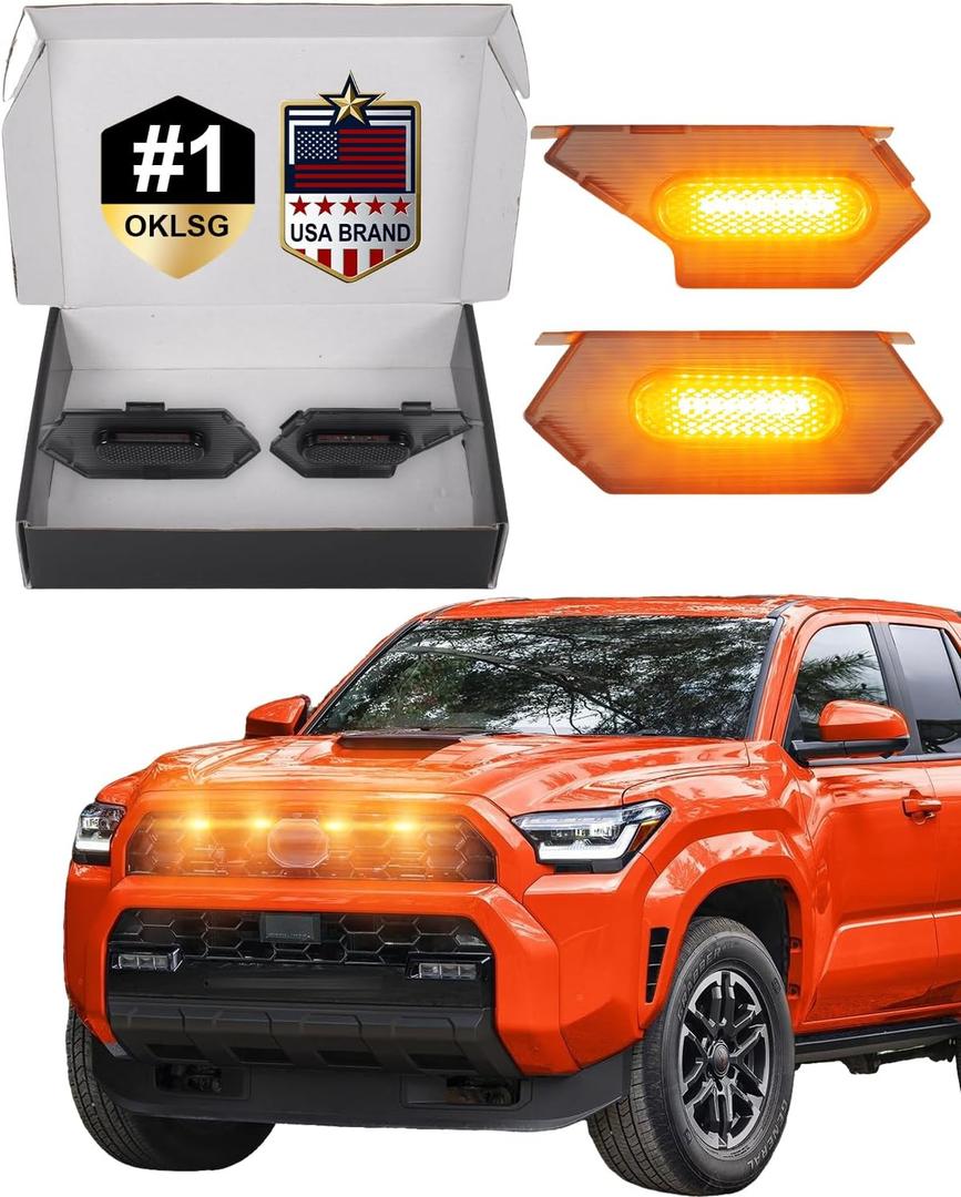 OKLSG Front Bumper LED Grill Lights for 2025 2026 Toyota 4Runner TRD Sport and TRD Offroad Raptor Marker Lights Bars 6th Gen 4Runner Exterior Accessories (Yellow)