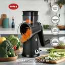 Rotary Cheese Grater with Handle - Vegetable Shredder with 5 Blades & Strong Suction Base, Round Slicer & Food Chopper for Kitchen (Black)