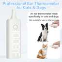 Digital Ear Pet Thermometer for Dogs and Cats, 1 Second Non-Contact, Rechargeable, LED Display, Fever Detection, Accurate Canine and Feline Temperature Reading