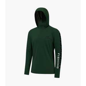 BASSDASH UPF 50+ Men’s UV Sun Protection Long Sleeve Performance Fishing Hoodie Hooded Shirts Size L (Forest Green/Black)