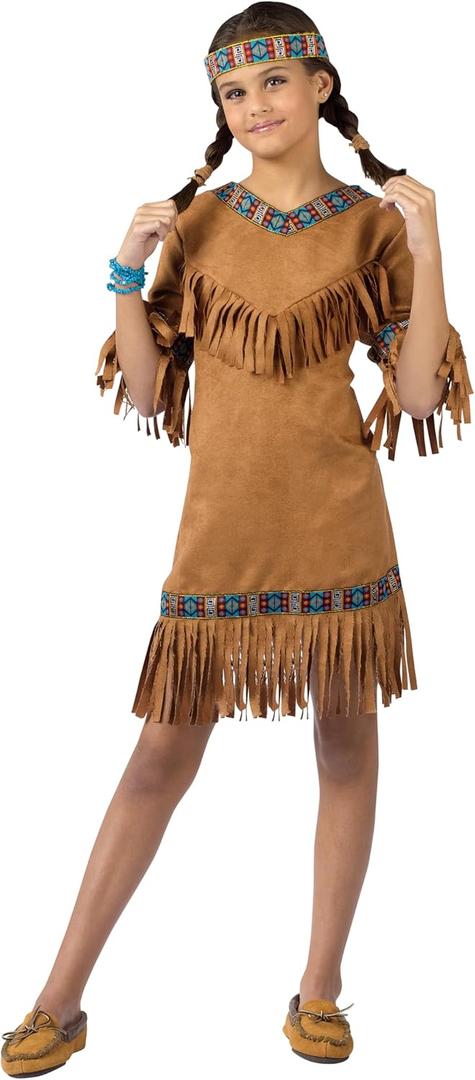 Fun World girls Native American (Medium 8 - 10, Brown)