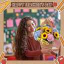 Eaasty 30 Sets Flower Bouquet Holder Teacher Appreciation Week Gifts in Bulk Kraft Paper Flower Bar Wrapping Paper with Handle Pencil Signs Measuring Tape Decorative Ribbon for Thank You Gift Bags