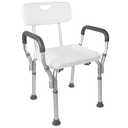 Vaunn Medical Deluxe Spa Shower Chair with Arms and Back, Bath Seat for Seniors, 350 lbs Max Weight, White With Light Gray Arms