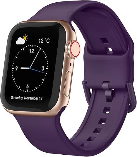 Sport Band Compatible with Apple Watch Bands 42mm 41mm 40mm 38mm, Soft Silicone Wristbands Strap with Classic Clasp for iWatch Series 10 9 SE 8 7 6 5 4 3 2 1 for Women Men