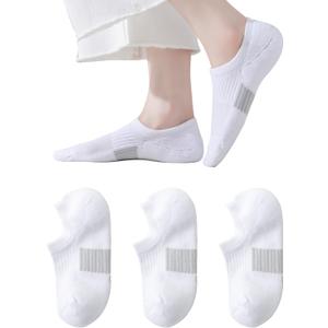EPEIUS Thick No Show Socks for Women Athletic Ankle Socks Cushioned Running Low Cut Non Slip Footies 3/6 Pairs (5-8, White 3 Pack)